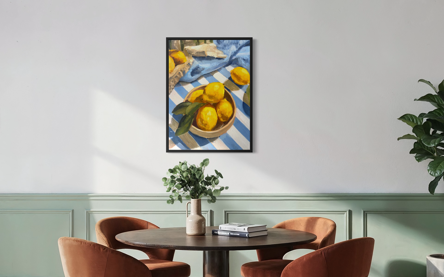 Lemons and Lines close-up - texture and form in original oil painting by J. Wellington Art Co.