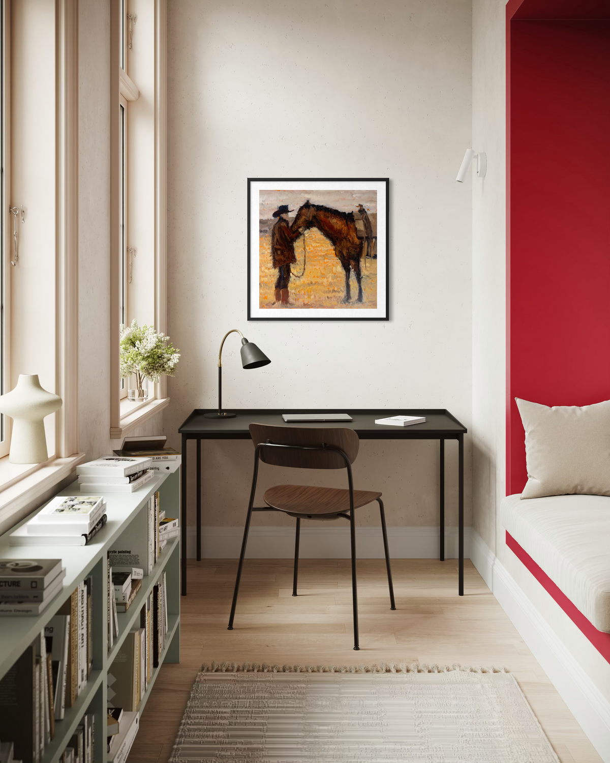 Tethered Souls square art print — western fine art poster by J. Wellington Art Co.